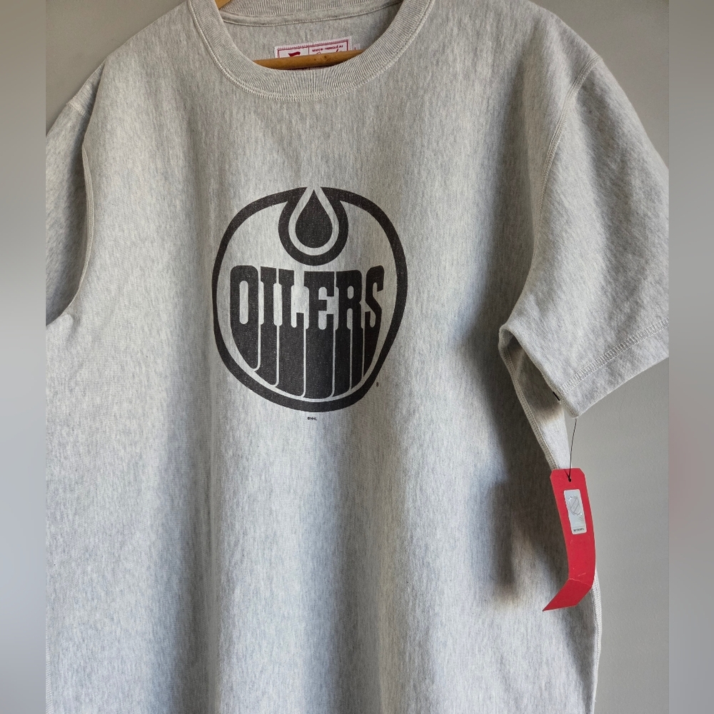 NWT Fanatics NHL Edmonton Oilers Gray Tee T-shirt Cotton Made In Canada Large - Picture 5 of 13